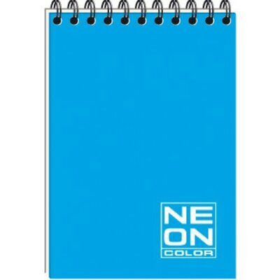 Блокнот "PL" А6 60л "SPIRAL BLOCK", пружина сверху, картонная  обложка, твердая подложка, неон синий #