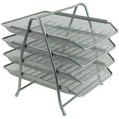 Лоток горизонтальний AXENT 2129 4 відділення сітка метал срібло