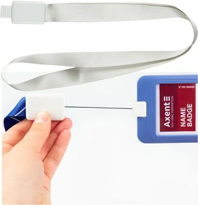 Веревка для бейджа с ретрактором, AXENT 4560 серая