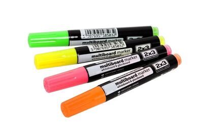 Набор маркеров 2Х3 для стеклянных досок, флуорисцент. 4шт/уп.