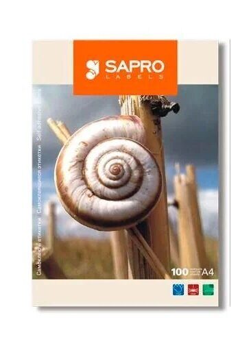 Паперова наклейка А4 (33.) 70х25,4мм, 120г/м2, 100арк, ПАКЕТ, (папір UPM LASERPLUS), SAPRO (14)