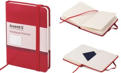 Записная книжка А6 Partner на резинке, 96л, # красная AXENT 8301