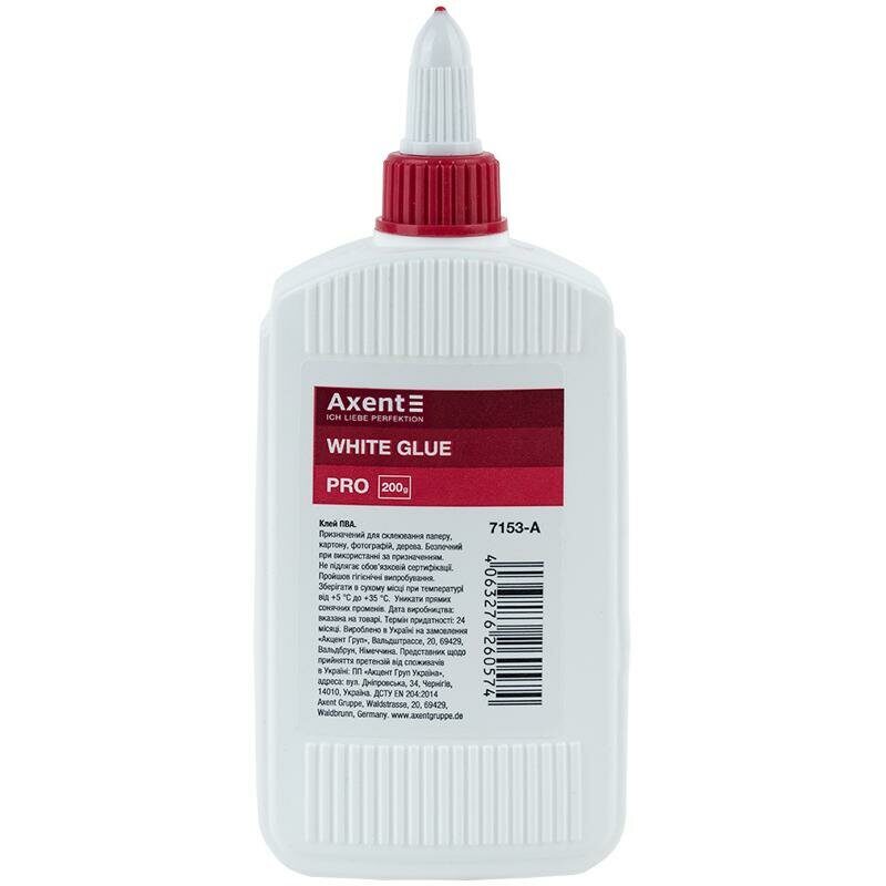 Клей ПВА 200 мл AXENT PRO ковпачок-дозатор (60)