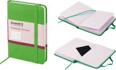 Записная книжка А6 Partner на резинке, 96л, # салатовая AXENT 8301