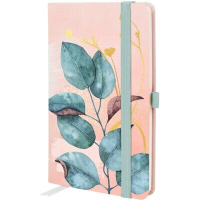 Записная книжка А5 Partner Blue leaves на резинке, 96л, # AXENT 8617