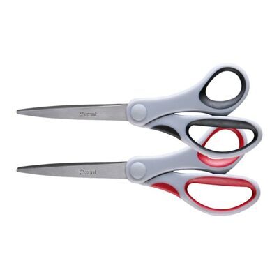 Ножницы 20см AXENT 6302 Duoton асимметричные ручки с резиновыми вставками