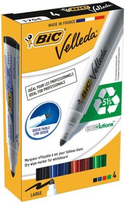 Набор маркеров BIC VELLEDA для доски 4шт/уп овал