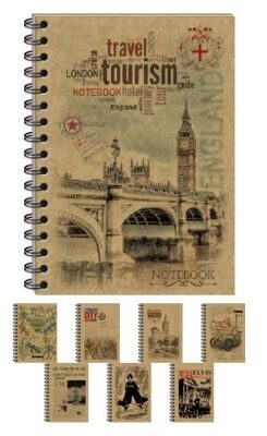 Тетрадь "PL" В6 120л на пруж. "KRAFT" картонная обложка, с перфорацией, #