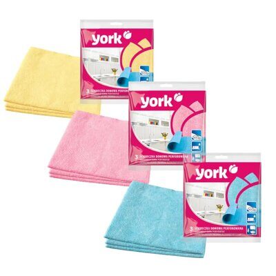 Салфетка York для уборки вискозная перфорированная 3шт/уп 34х35см