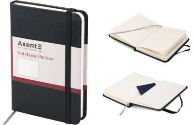 Записная книжка А6 Partner на резинке, 96л, # черная AXENT 8301