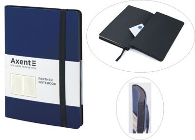 Записная книжка А5- Partner SOFT на резинке, 96л, # синяя AXENT 8206