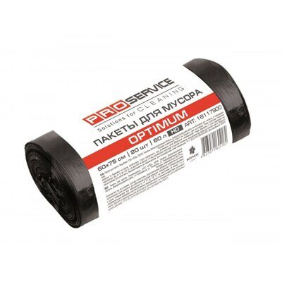 Пакет для мусора PRO service Optimum HD 60*75 60л/20шт черный 7.5 мкм