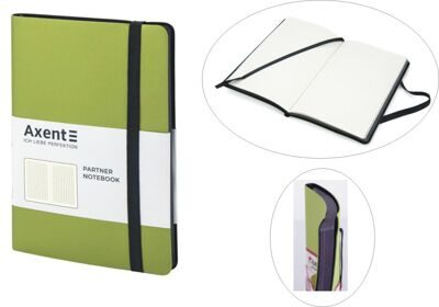 Записная книжка А5- Partner SOFT на резинке, 96л, # салатовая AXENT 8206