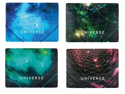 Папка пластиковая А4 на резинках Optima "Universe" ассорти