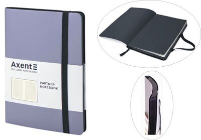 Записная книжка А5- Partner SOFT на резинке, 96л, # серебро AXENT 8206