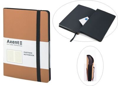 Записная книжка А5- Partner SOFT на резинке, 96л, # золото AXENT 8206