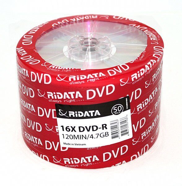 Диск DVD R RIDATA 4,7Gb 16-скоростные, 50шт в bulk-упаковке