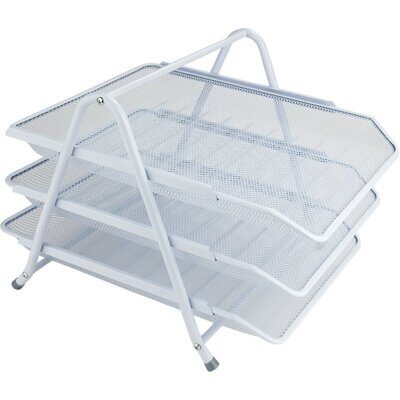 Лоток горизонтальний AXENT 2122 3 відділення сітка метал білий