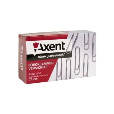 Скрепки 78мм AXENT 4103 никель 50шт/уп