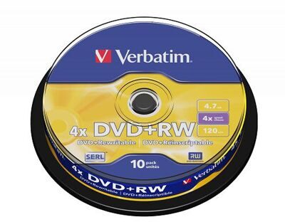 Диск DVD RW Verbatim Silver 4,7Gb, 4-х скоростные, 10шт в cake-упаковке