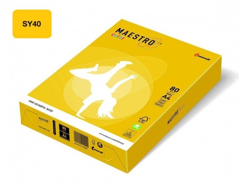Бумага цветная Mondi Color SUN Yellow  А4 80 г/м2 500л. (SY40) жёлтый интенсив