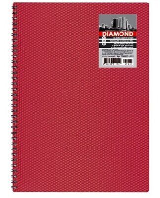 Тетрадь "PL" А4 80л. на пружине "DIAMOND" пластиковая обложка, бордо  #