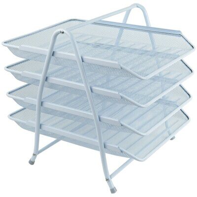 Лоток горизонтальний AXENT 2129 4 відділення сітка метал Білий