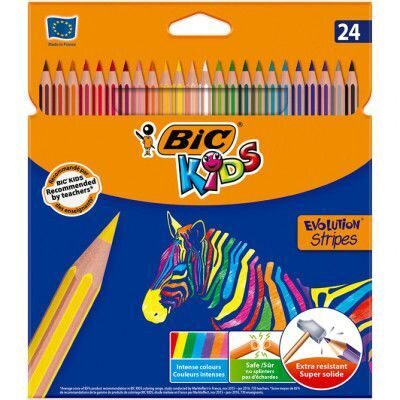 Набор цветных  карандашей BIC KIDS EVOLUTION STRIPES, 24шт.