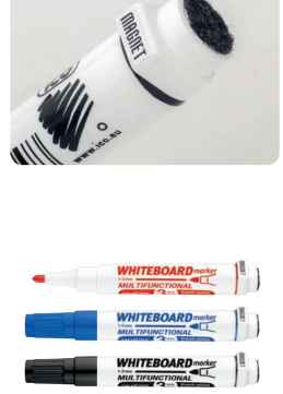 Набор маркеров ICO BOARD магнитных с губкой для доски, 4 цвета, блистер