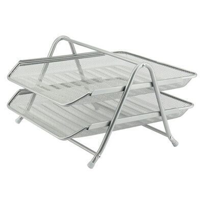 Лоток горизонтальний AXENT 2121 2 відділення сітка метал срібло