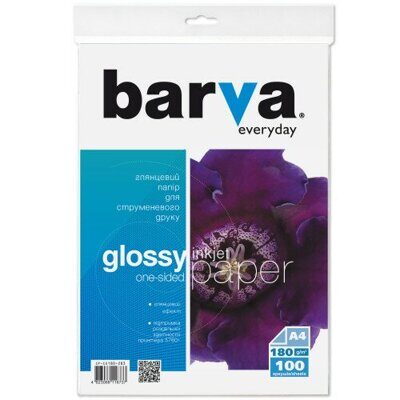 Фотобумага глянцевая BARVA Everyday, 180g/м, A4 (100арк/уп.)