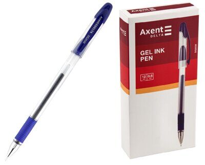 Ручка гелева AXENT Delta 2030 з гумовим грипом синя