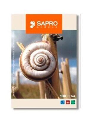 Паперова наклейка А4 (33.) 70х25,4мм, 120г/м2, 100арк, ПАКЕТ, (папір UPM LASERPLUS), SAPRO (14)