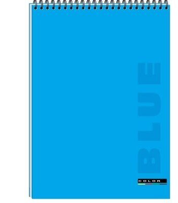 Блокнот "PL" А5 48л "COLOR" пружина сверху, синяя картонная  обложка, синяя, #