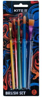 Набір з 5-ти пензлів синтетика KiTE (№1,4,5,6,10)