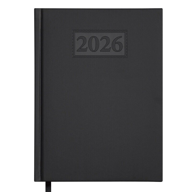 2026 Щоденник  GENTLE(Torino), A5, 336 стор., чорний , штуч. шкіра/поролон (20)