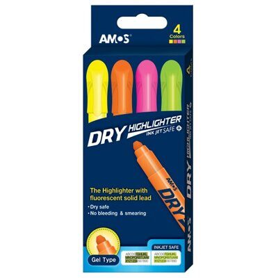 Набор маркеров AMOS GEL TYPE флуоресцентных текстовых 4 цвета