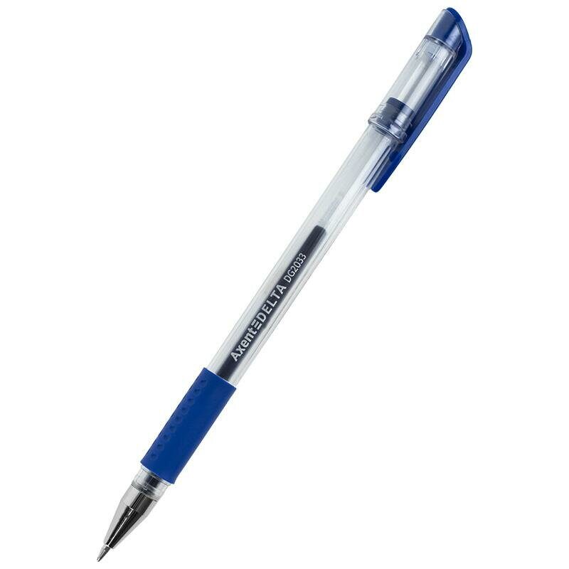 Ручка гелева Delta DG2033 прозора з резиновим гріпом 0,7мм, синя (12)