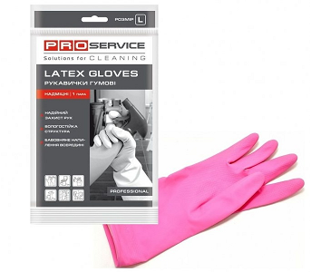 Перчатки универсальные латексные PRO service Professional, розовые 1пара L