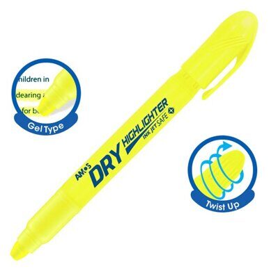 Маркер AMOS GEL TYPE текстовий флуоресцентный жёлтый