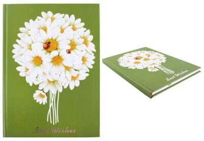 Записная книжка, А5, 80л, 70г/м, клетка, орнамент ромашка