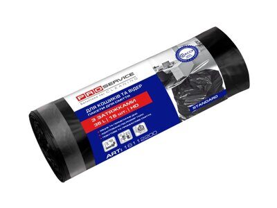 Пакет для мусора с затяжкой PRO service HD 51*53 35л/15шт черный 7 мкм