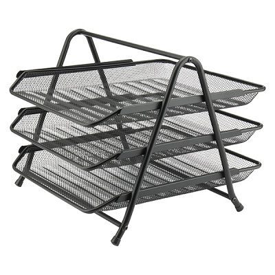 Лоток горизонтальний AXENT 2122 3 відділення сітка метал білий чорний