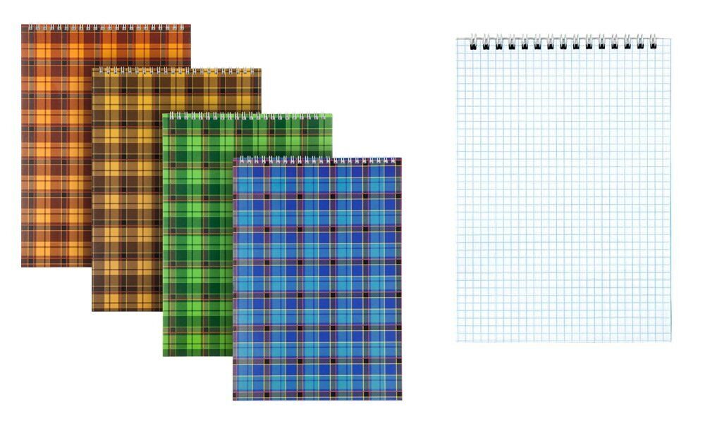 Блокнот AXENT Delta  А5 48 листов # "Шотландка" пружина сверху обложка. ассорти