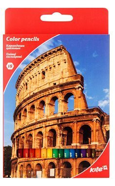 Набір кольорових олівців Kite "Міста" 18 кольорів