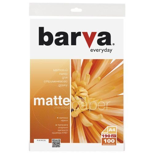 Фотобумага матовая BARVA Everyday, 190g/м2, A4 (100л/уп.)