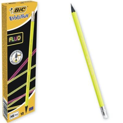 Олівець графітний пластиковий BIC ECOLUTION HB FLUO з ластіком