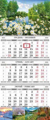 Календар  настінний 3 пружини "Ромашки"